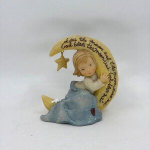 Vintage Karen Hahn Girl & Moon Star God Bless The Moon & Me Figurine 2003 w/ Box